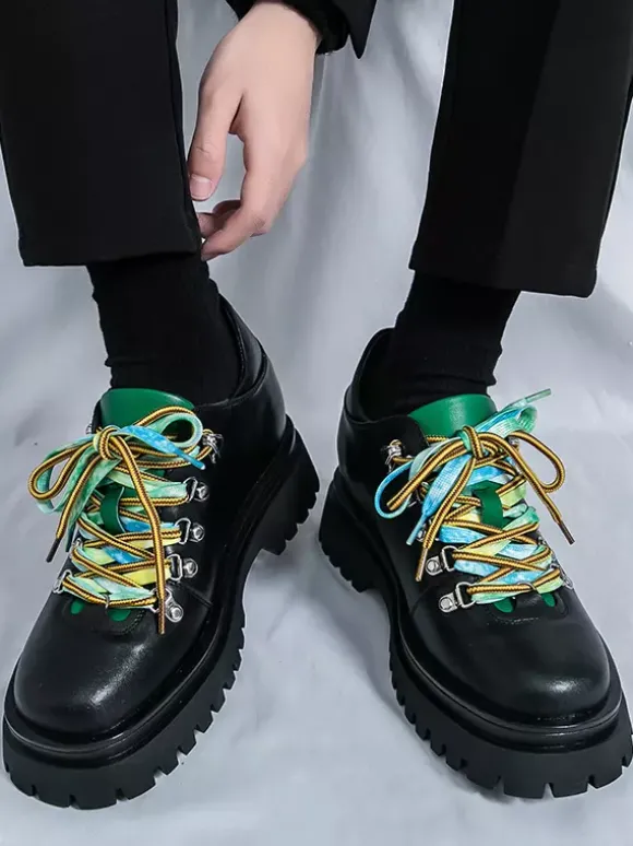 Chaussures décontractées pour hommes semelles compensées antidérapantes et lacets colorés style streetwear