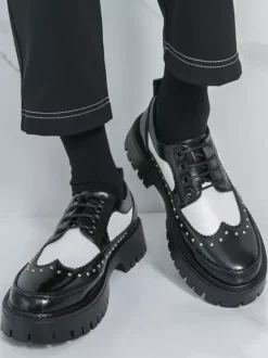 Chaussures décontractées pour hommes bout rond à lacets