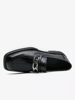 Chaussures de bal noires pour hommes bout rond motif pierre détails métalliques