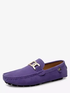 Chaussures de conduite pour hommes bout rond détails métalliques chaussures décontractées à enfiler