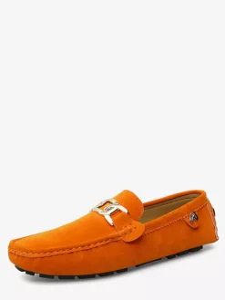 Chaussures de conduite pour hommes bout rond détails métalliques chaussures décontractées à enfiler