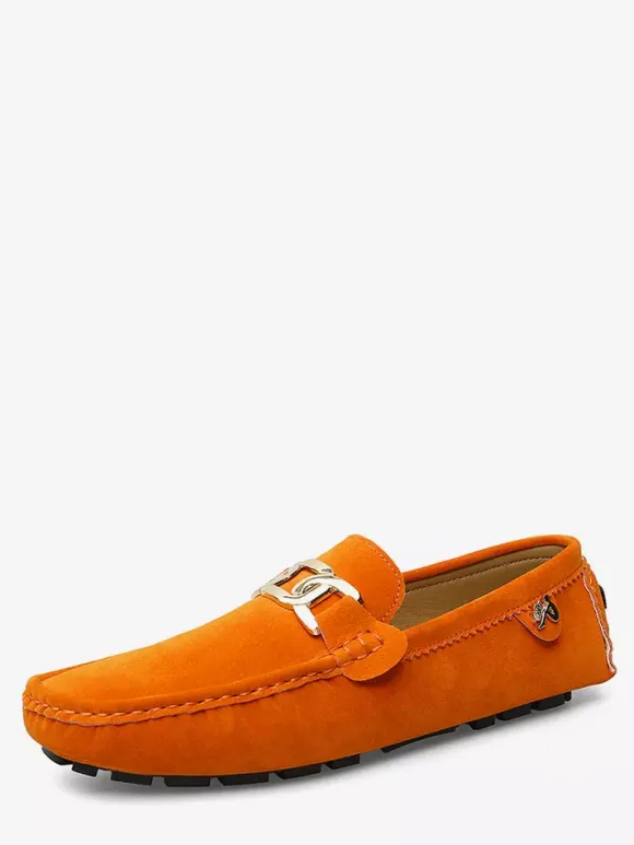 Chaussures de conduite pour hommes bout rond détails métalliques chaussures décontractées à enfiler