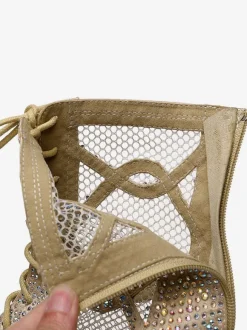Chaussures de Danse Femme à Talons Hauts en Paillettes à Lacets Bicolores