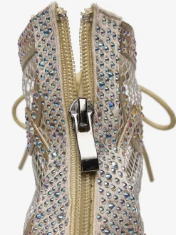 Chaussures de Danse Femme à Talons Hauts en Paillettes à Lacets Bicolores