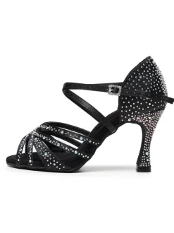 Chaussures de Danse Femme à Talons Hauts en Paillettes à Lacets Bicolores