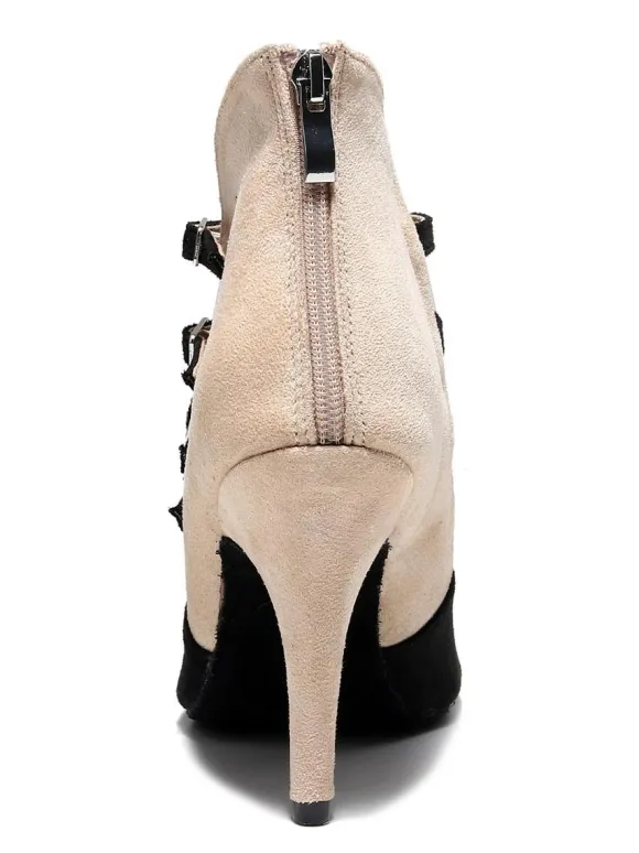 Chaussures de Danse Femme à Talons Hauts avec Bout Ouvert Bicolores