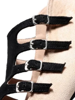 Chaussures de Danse Femme à Talons Hauts avec Bout Ouvert Bicolores