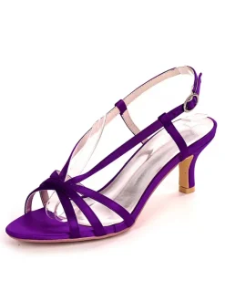Chaussures de mariage bleu Satin bout ouvert chaton talon chaussures de mariée mère de la mariée chaussures