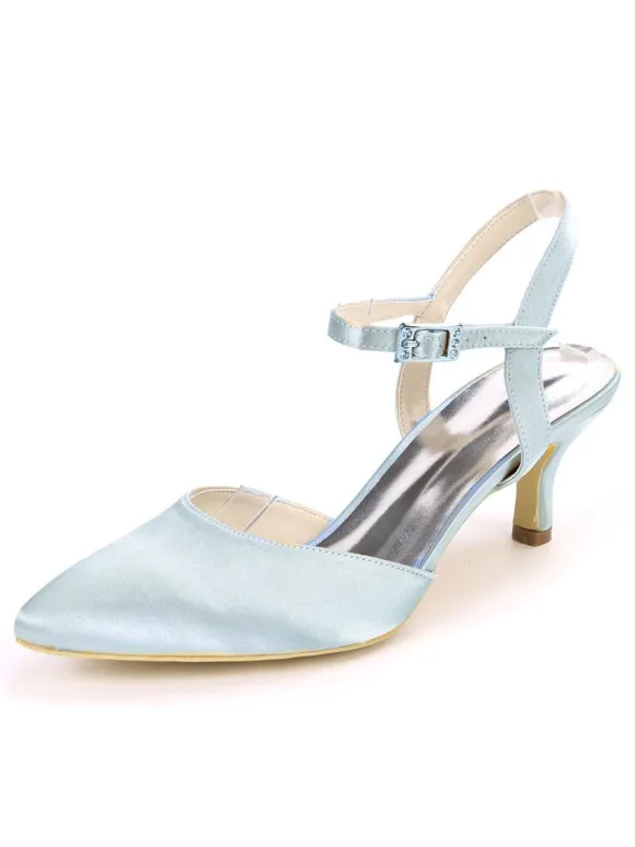Chaussures de mariage chaussures de soirée satin bout pointu chaton talon chaussures de mariée