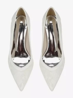 Chaussures de mariage en dentelle à bout pointu et talon épais pour invités de mariage