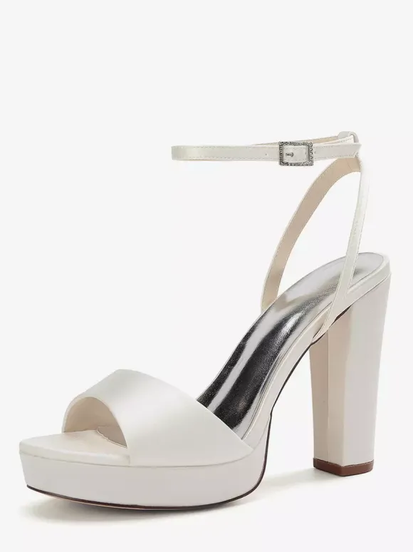 Chaussures de mariage en satin ivoire à plateforme et bout ouvert chaussures d'invité de mariage à talons hauts