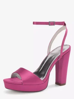 Chaussures de mariage en satin ivoire à plateforme et bout ouvert chaussures d'invité de mariage à talons hauts