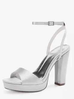 Chaussures de mariage en satin ivoire à plateforme et bout ouvert chaussures d'invité de mariage à talons hauts