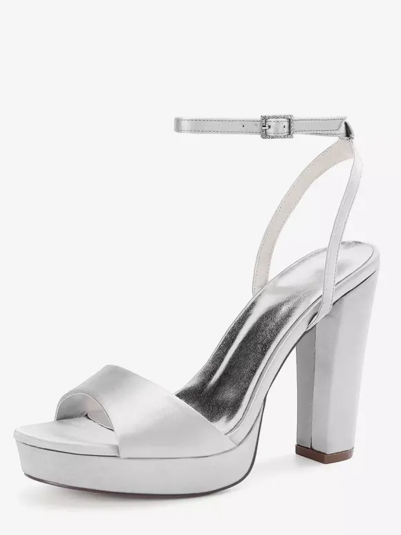 Chaussures de mariage en satin ivoire à plateforme et bout ouvert chaussures d'invité de mariage à talons hauts
