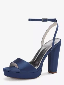 Chaussures de mariage en satin ivoire à plateforme et bout ouvert chaussures d'invité de mariage à talons hauts