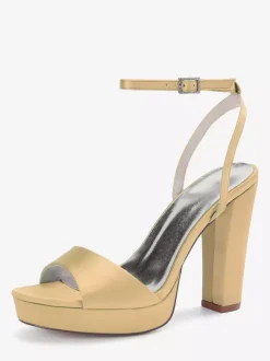 Chaussures de mariage en satin ivoire à plateforme et bout ouvert chaussures d'invité de mariage à talons hauts