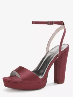 Chaussures de mariage en satin ivoire à plateforme et bout ouvert chaussures d'invité de mariage à talons hauts