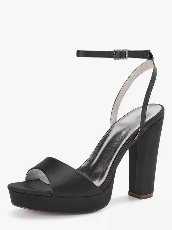 Chaussures de mariage en satin ivoire à plateforme et bout ouvert chaussures d'invité de mariage à talons hauts