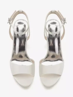 Chaussures de mariage en satin ivoire à plateforme et bout ouvert chaussures d'invité de mariage à talons hauts