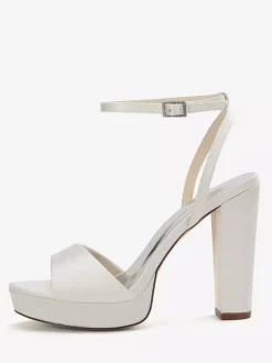 Chaussures de mariage en satin ivoire à plateforme et bout ouvert chaussures d'invité de mariage à talons hauts