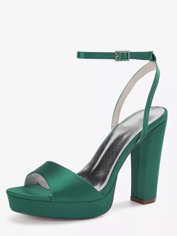 Chaussures de mariage en satin ivoire à plateforme et bout ouvert chaussures d'invité de mariage à talons hauts