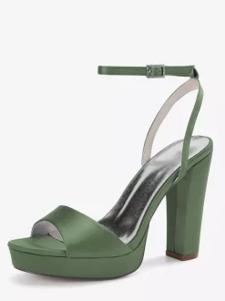 Chaussures de mariage en satin ivoire à plateforme et bout ouvert chaussures d'invité de mariage à talons hauts