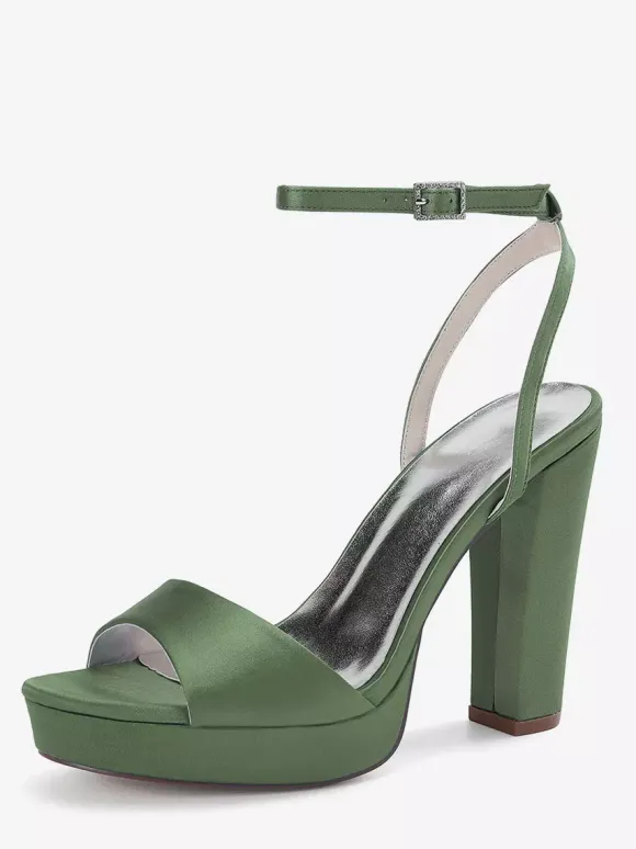 Chaussures de mariage en satin ivoire à plateforme et bout ouvert chaussures d'invité de mariage à talons hauts