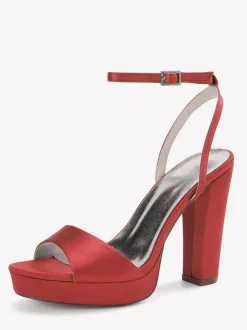 Chaussures de mariage en satin ivoire à plateforme et bout ouvert chaussures d'invité de mariage à talons hauts