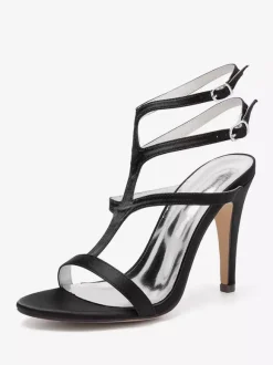 Chaussures de mariage en satin à bout ouvert et à talons hauts pour demoiselles d'honneur