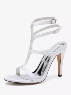 Chaussures de mariage en satin à bout ouvert et à talons hauts pour demoiselles d'honneur