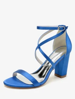 Chaussures de mariage en satin blanc sandales de mariage à bout ouvert
