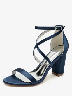 Chaussures de mariage en satin blanc sandales de mariage à bout ouvert