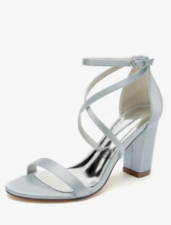 Chaussures de mariage en satin blanc sandales de mariage à bout ouvert