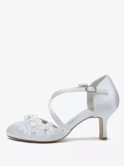 Chaussures de mariage Escarpins de mariée en satin à bout rond