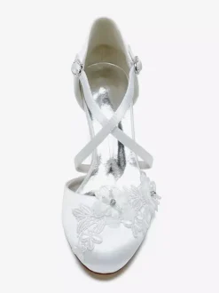 Chaussures de mariage Escarpins de mariée en satin à bout rond