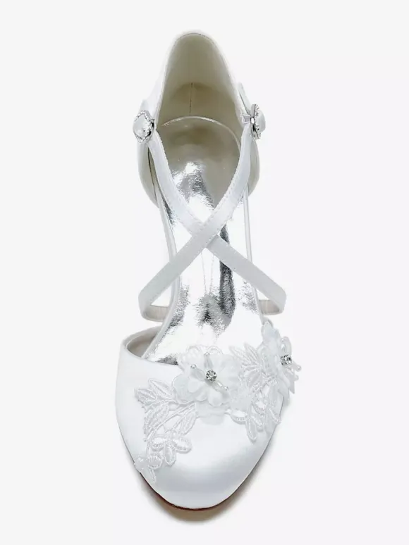 Chaussures de mariage Escarpins de mariée en satin à bout rond