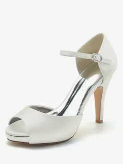 Chaussures de mariage Escarpins de mariée en satin à bout ouvert