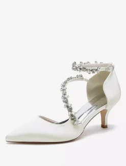 Chaussures de mariage Escarpins de mariée en satin à bout pointu