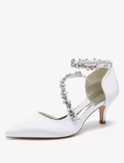 Chaussures de mariage Escarpins de mariée en satin à bout pointu