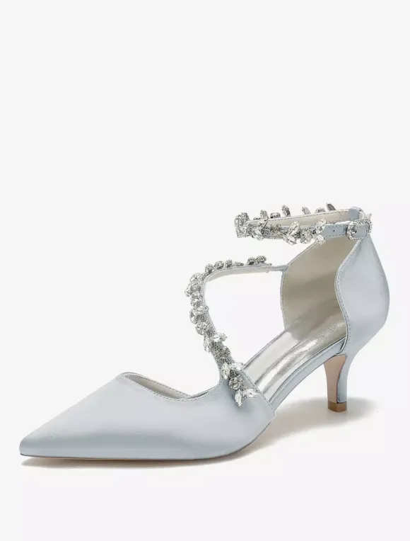 Chaussures de mariage Escarpins de mariée en satin à bout pointu