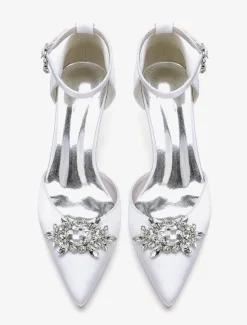 Chaussures de mariage Escarpins de mariée Satin Bout pointu Strass