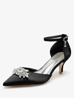 Chaussures de mariage Escarpins de mariée Satin Bout pointu Strass