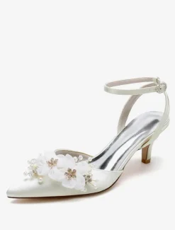 Chaussures de mariage Escarpins de mariée en satin à bout pointu