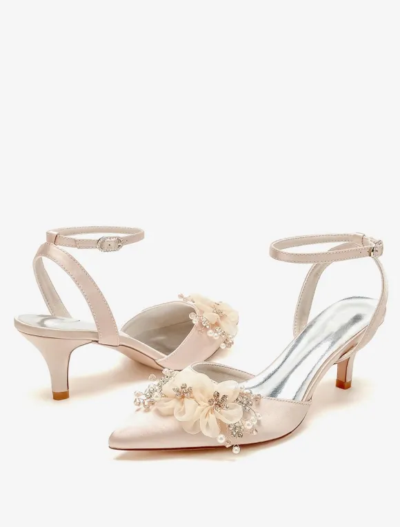 Chaussures de mariage Escarpins de mariée en satin à bout pointu