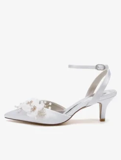 Chaussures de mariage Escarpins de mariée en satin à bout pointu