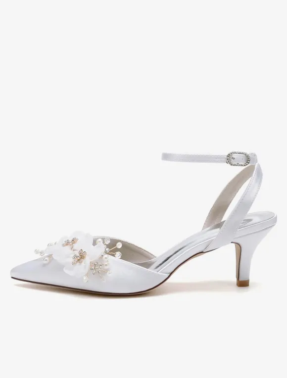 Chaussures de mariage Escarpins de mariée en satin à bout pointu