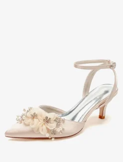 Chaussures de mariage Escarpins de mariée en satin à bout pointu