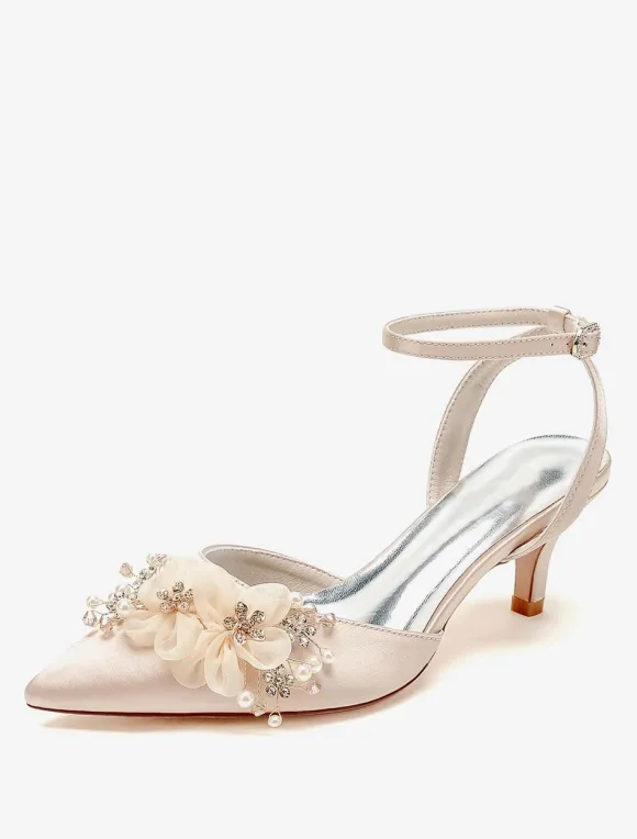 Chaussures de mariage Escarpins de mariée en satin à bout pointu