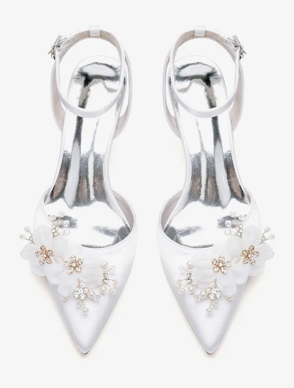 Chaussures de mariage Escarpins de mariée en satin à bout pointu
