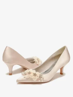 Chaussures de mariage Escarpins de mariée en satin à bout pointu